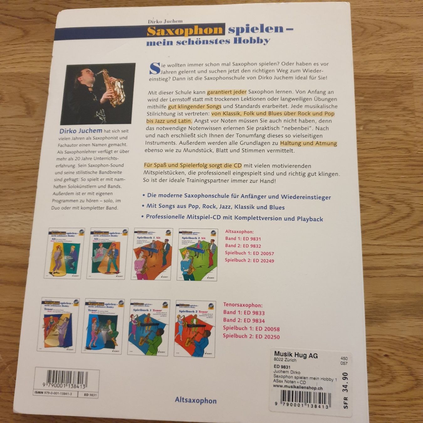 Libri: Saxophon spielen von Dirko Juchem  SCHOTT – Usato da Zürich venduto da lehmi1 2