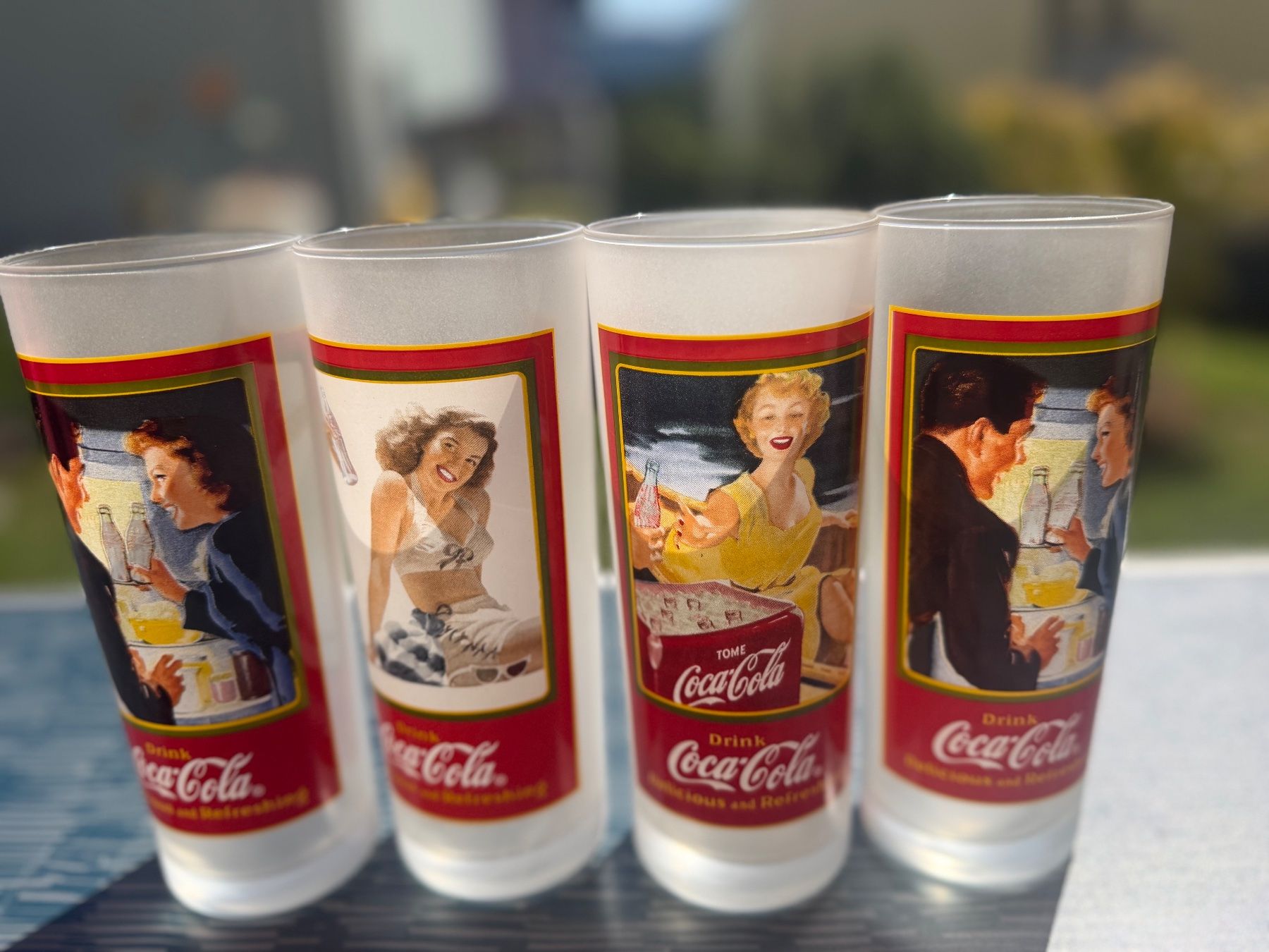 Coca-Cola Verres: 4 Glaser Coca-Cola Vintage Design – D'occasion à Cugnasco par tizianaq 1