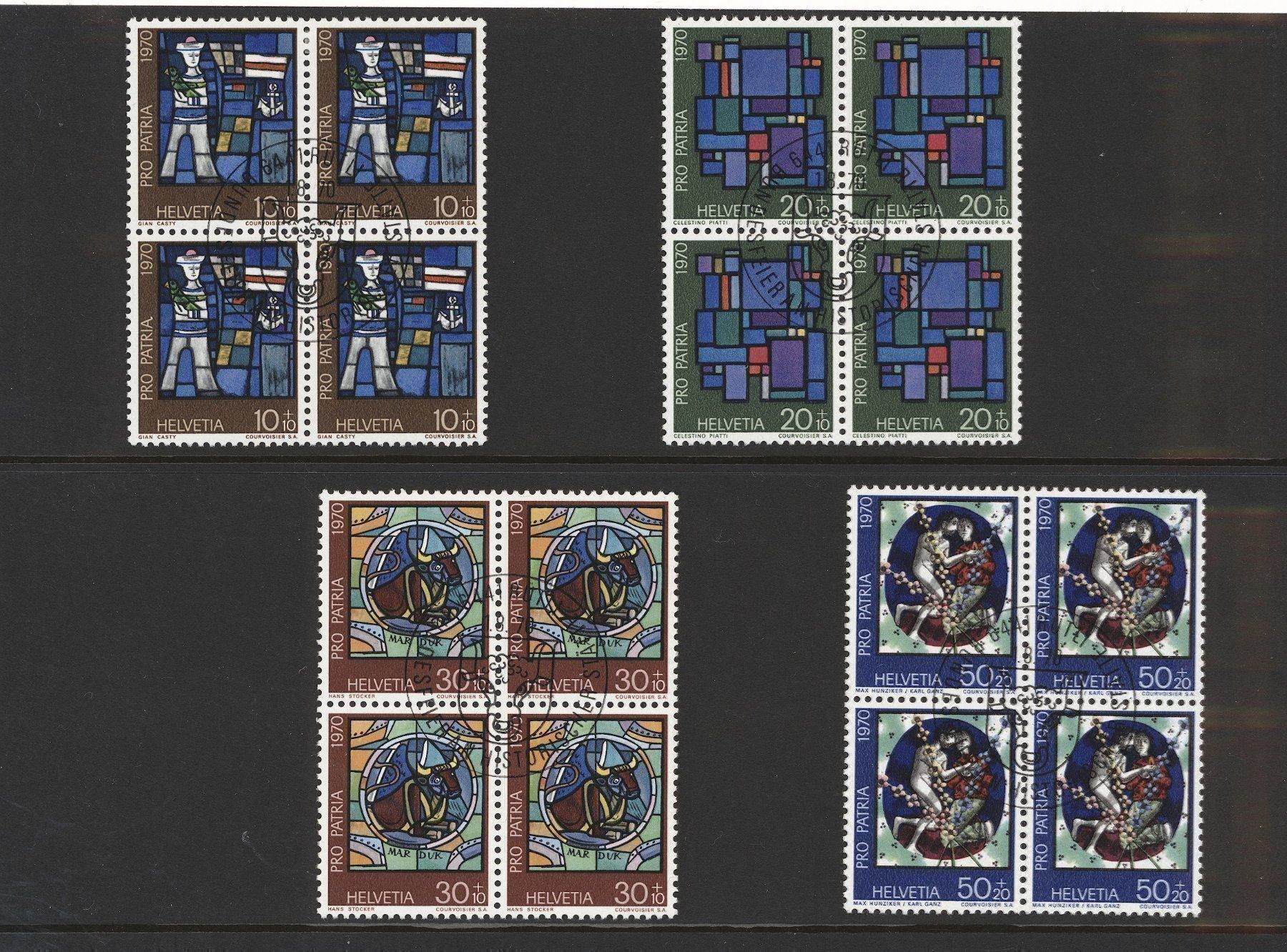 Alle Briefmarken: Pro Patria Viererblöcke 1968-71 gest. – Gebraucht aus Nesslau von zueri6 2