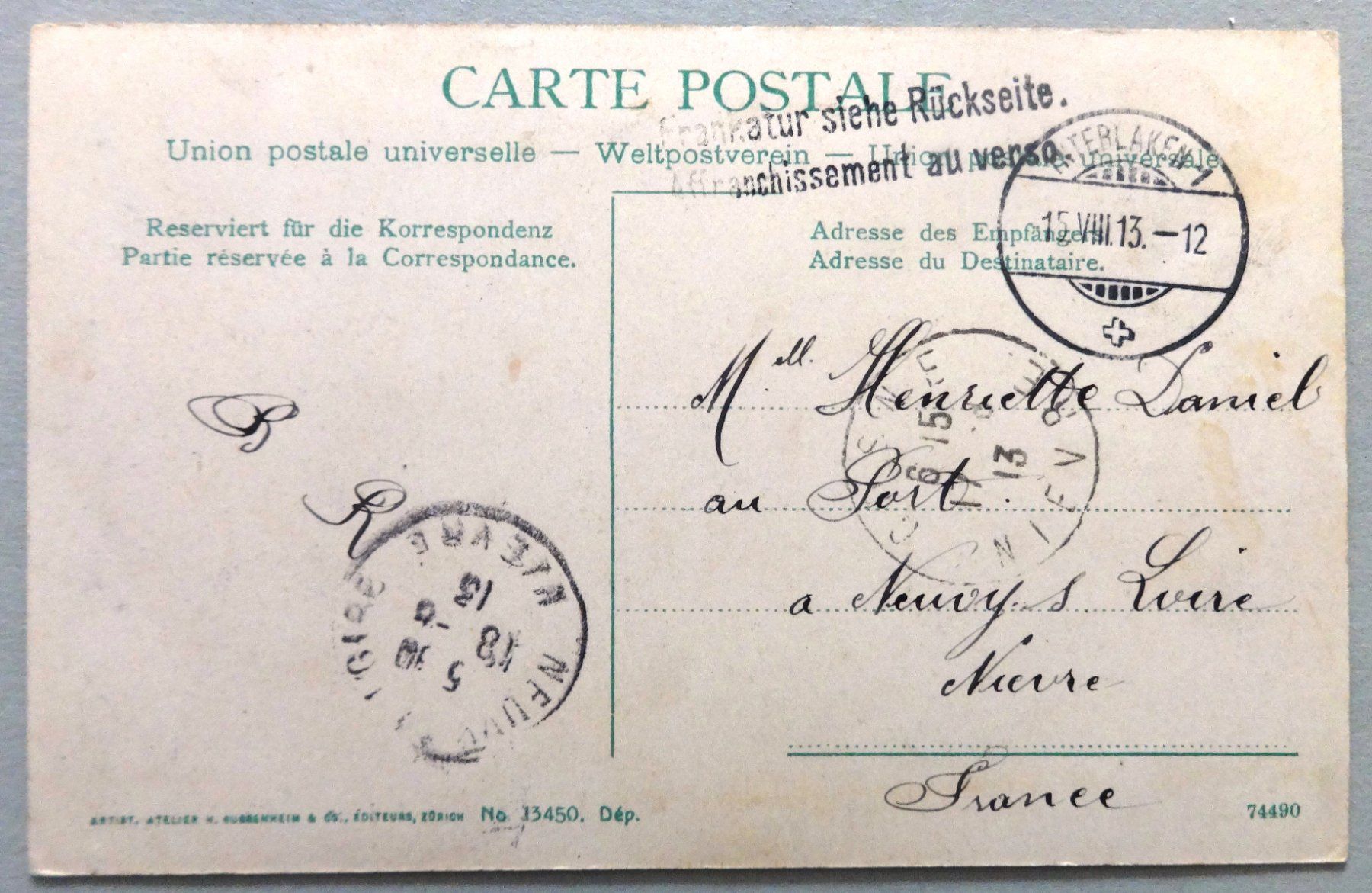 Cartoline postali: Interlaken - Hôtel Victoria – Difettoso da Fétigny venduto da Billy2miny 1