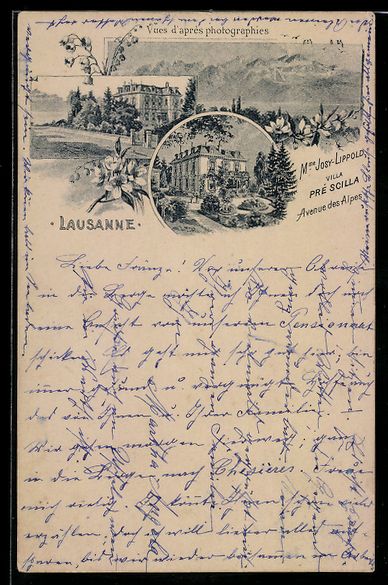 Cartoline postali: Litho Lausanne, Villa Pré Scilla, Propr – Usato da Berlin venduto da bartko-reher