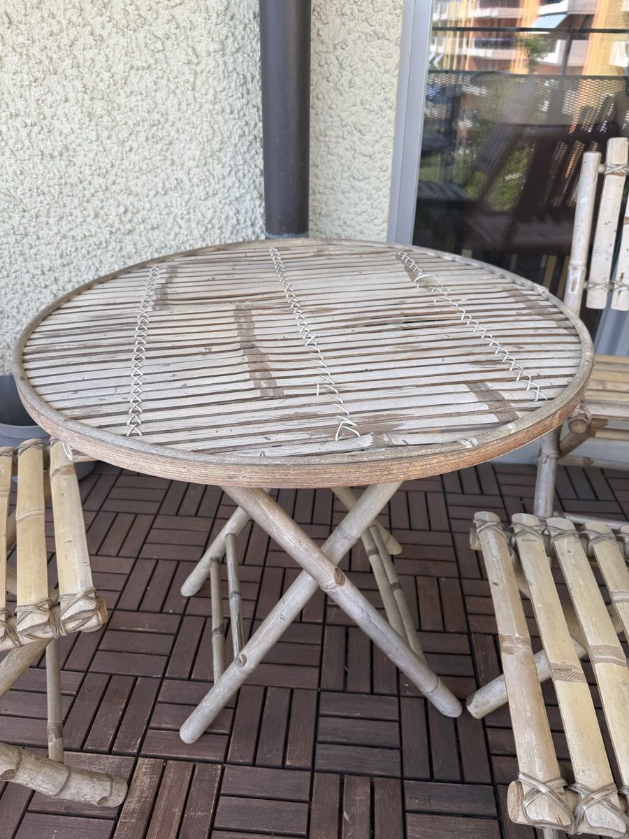 Set di tavolo e panche: Bambus-Gartenmöbel-Set – Tisch mit 4 Stühlen – Usato da Dübendorf venduto da ver_rb5x 3