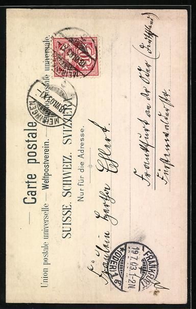 Cartoline postali: Litho Meyringen, Wasserfall Oberster Rei – Usato da Berlin venduto da bartko-reher 1
