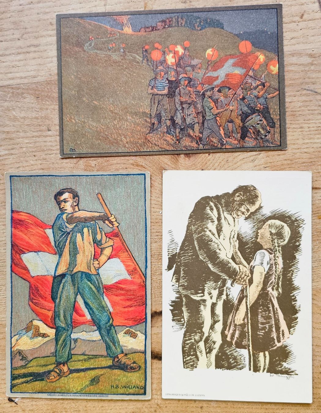 Tutti i francobolli: 3 Bundesfeierkarten, ungelaufen – Usato da Les Valettes venduto da Nuba1