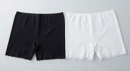 2er-Set gerippt H&M Shorts M Weiss/Schwarz Spitzenbund