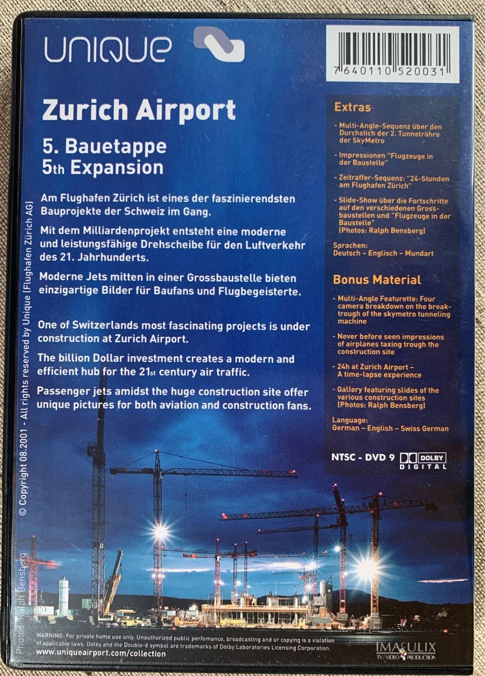Tutti i DVDs: DVD- Flughafen Zürich 5. Bauetappe – Usato da Volketswil venduto da zwitsch33 1