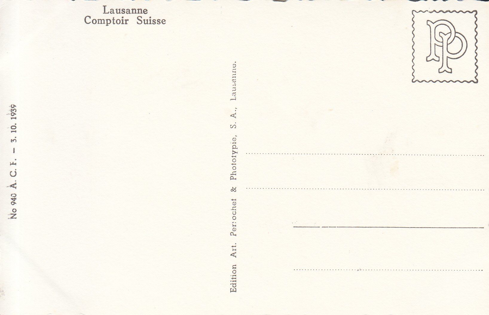 Cartoline postali: Lausanne ca. 1945 – Usato da Bürglen TG venduto da StampGraf 1