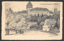Zürich neue Universität Künstlerkarte Hintermeister 1914