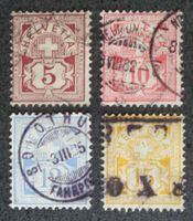 SUISSE 1882: Chiffre, papier blanc, 5 – 15 c, O