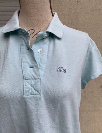 Superbe polo vintage washed LACOSTE turquoise délavé t.42