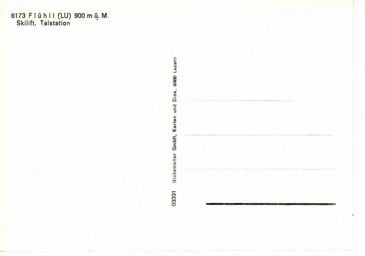 Cartoline postali: 6173 Flühli LU - Skilift Talstation – Usato da Wolhusen venduto da Curver9 1