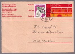 1973_524_POSTKARTE 30 Rp+Zusatzfrankatur_5.4.76_7477 FILISUR