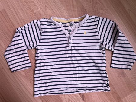 Langarmshirt von Obaibi, weiss-blau gestreift, Gr. 80
