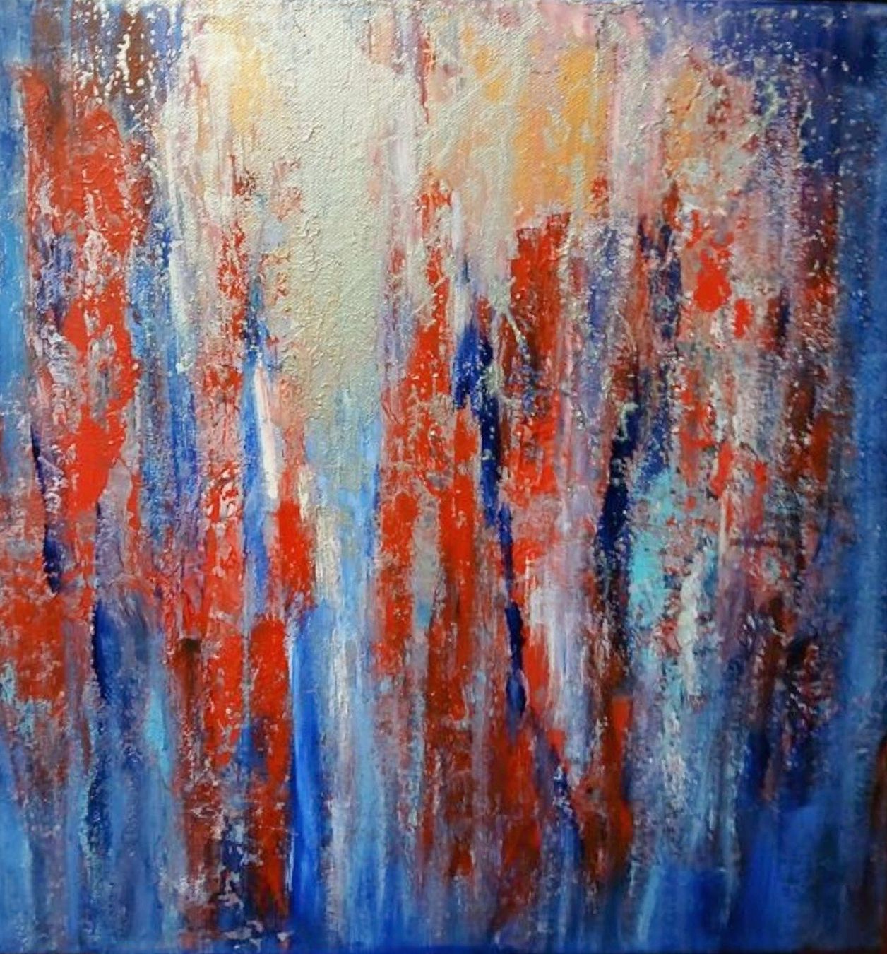 Gemälde: Originalgemälde, Blau mit Silber, Leinwand 40x40 cm – Neu und originalverpackt aus Beinwil am See von Superchance 5