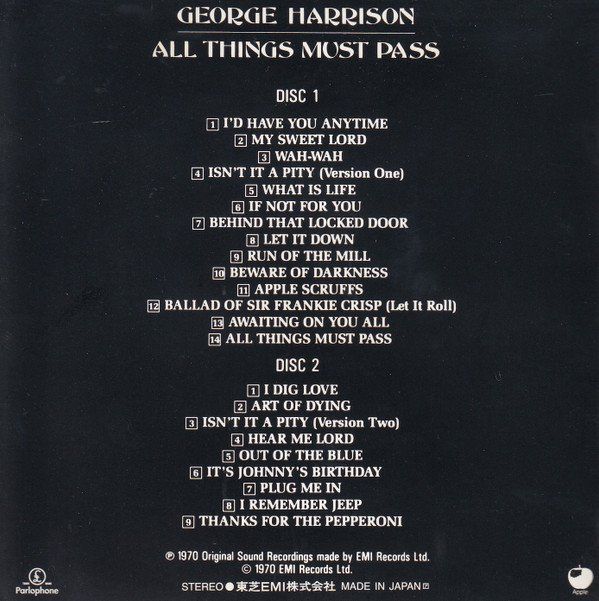 CDs: GEORGE HARRISON All things must pass 2 CD SET JAPAN w OBI – Gebraucht aus Gersau von pjs_687j 1