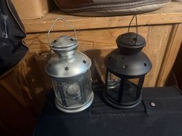 Laternen Kerzenhalter Metall Glas Sterne 2er Set 25cm Neu