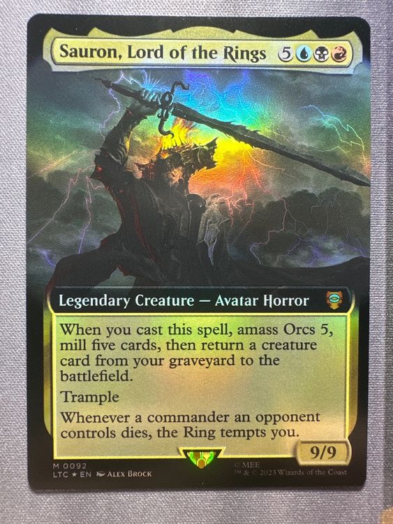 MTG Sauron, Lord Of The Rings Extended Art Foil Card #92 - Near Mint Condition