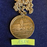 Universität Zürich Einweihung 1914 Medaille mit Kette..Top
