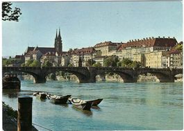 AK Basel Mittlere Rheinbrücke, gelaufen 1972
