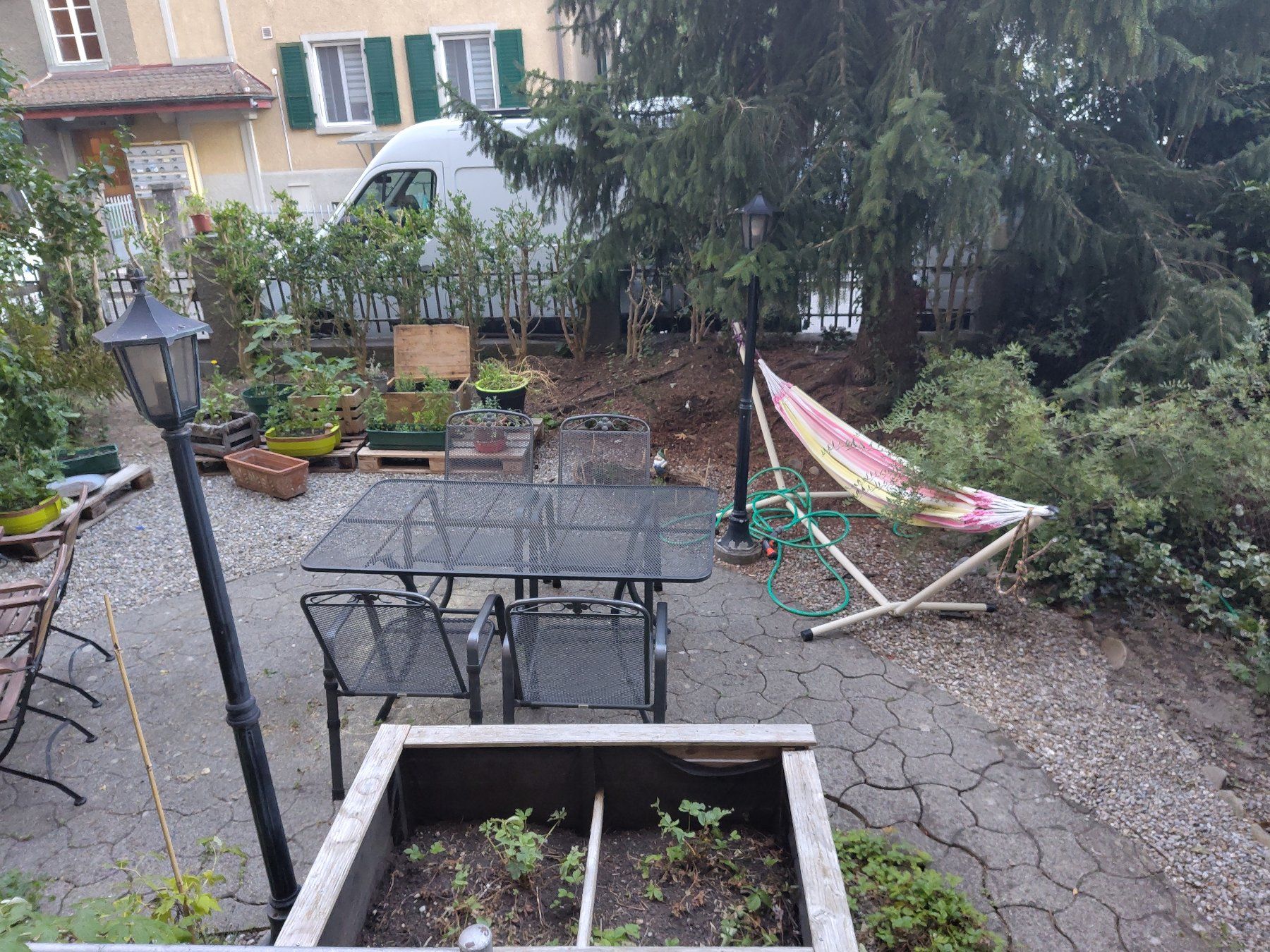 Set de table et chaises: Gartentisch mit 4 Stühlen Metall Anthrazit gebraucht – D'occasion à Bern par eps_qm9d 2