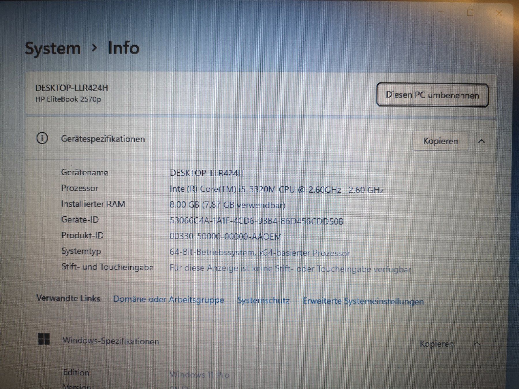 Hewlett Packard Notebook: Kleines handliches HP Notebook 2570p mit Win11 – Usato da Stettlen venduto da Bigjm 5
