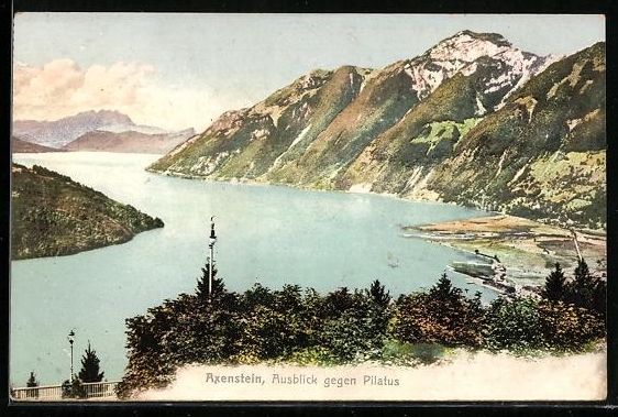 Cartoline postali: AK Axenstein, Ausblick gegen Pilatus – Usato da Berlin venduto da bartko-reher