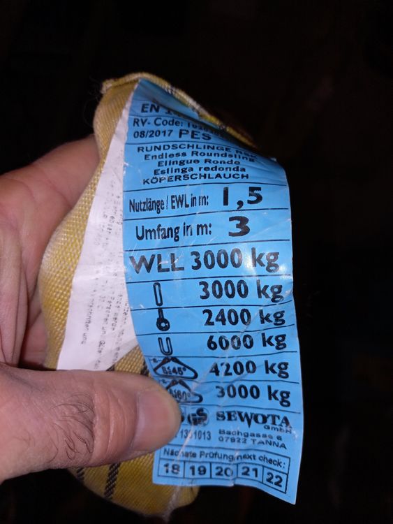RUNDSCHLINGE 8000 KG Tragkraft 3 m Hebeschlinge Kranschlinge Schlupf RUNDSCHLINGE 8000 KG Tragkraft 3 m Hebeschlinge Kranschlinge Schlupf