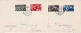 1947, Nr.277-280 (100 J. Eisenbahnen) auf 2 saubere FDC's !!