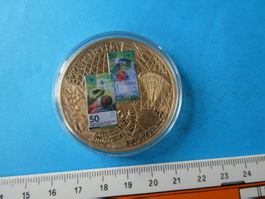 vergoldete Medaille 50 mm PP, 50 Franken Banknote 2016