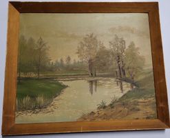 Gemälde Landschaft auf Holz gerahmt