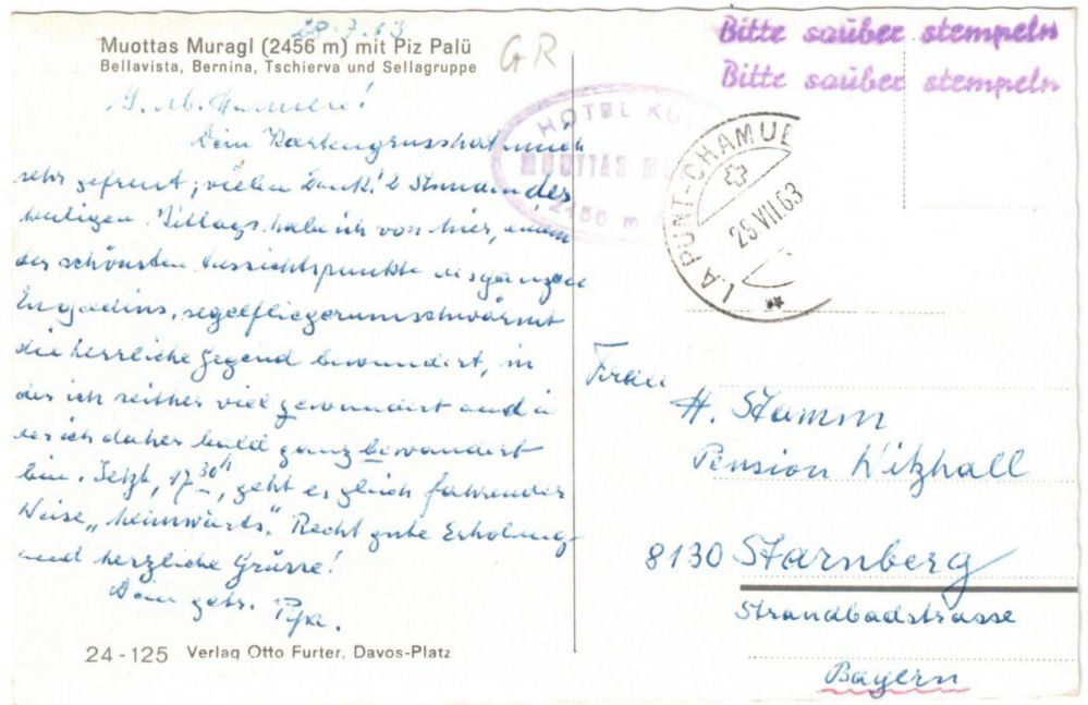 Cartoline postali: St. Moritz - Standseilbahn Muottas Muragl Bergstation – Usato da Binningen venduto da Mountainrider 1