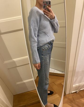 Hellblauer Strickpullover Gr. S kuschelig weich
