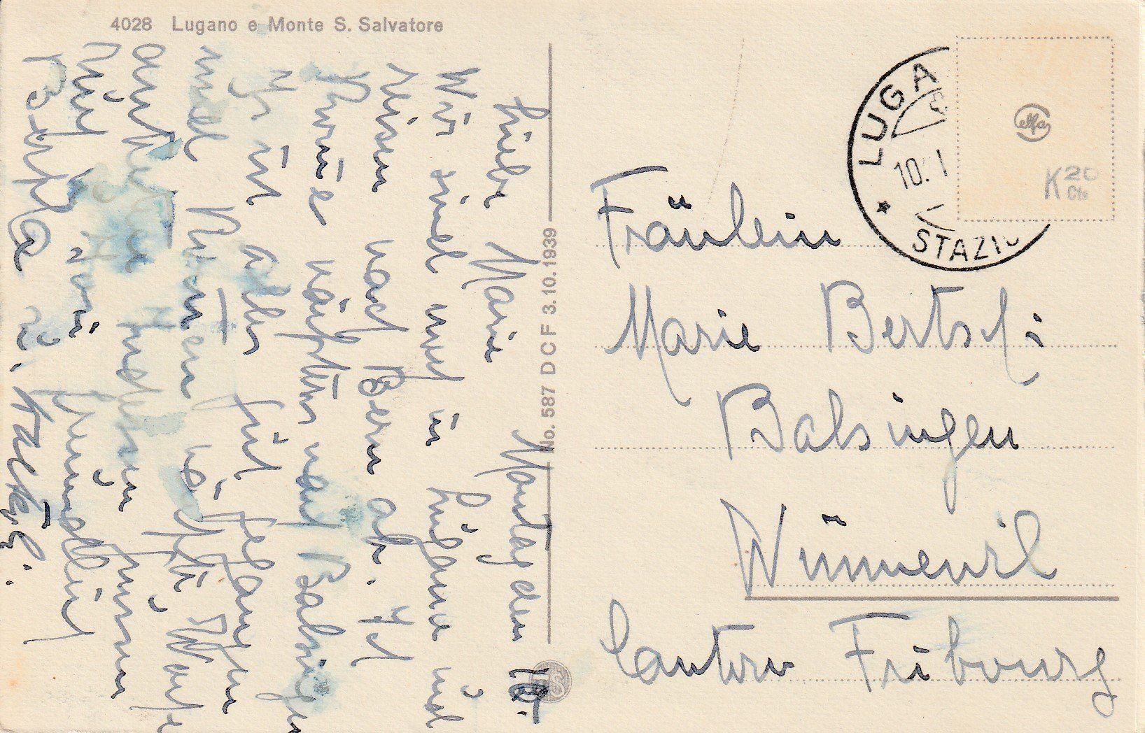 Cartoline postali: AK Lugano gelaufen – Usato da Fribourg venduto da schnalla92 1