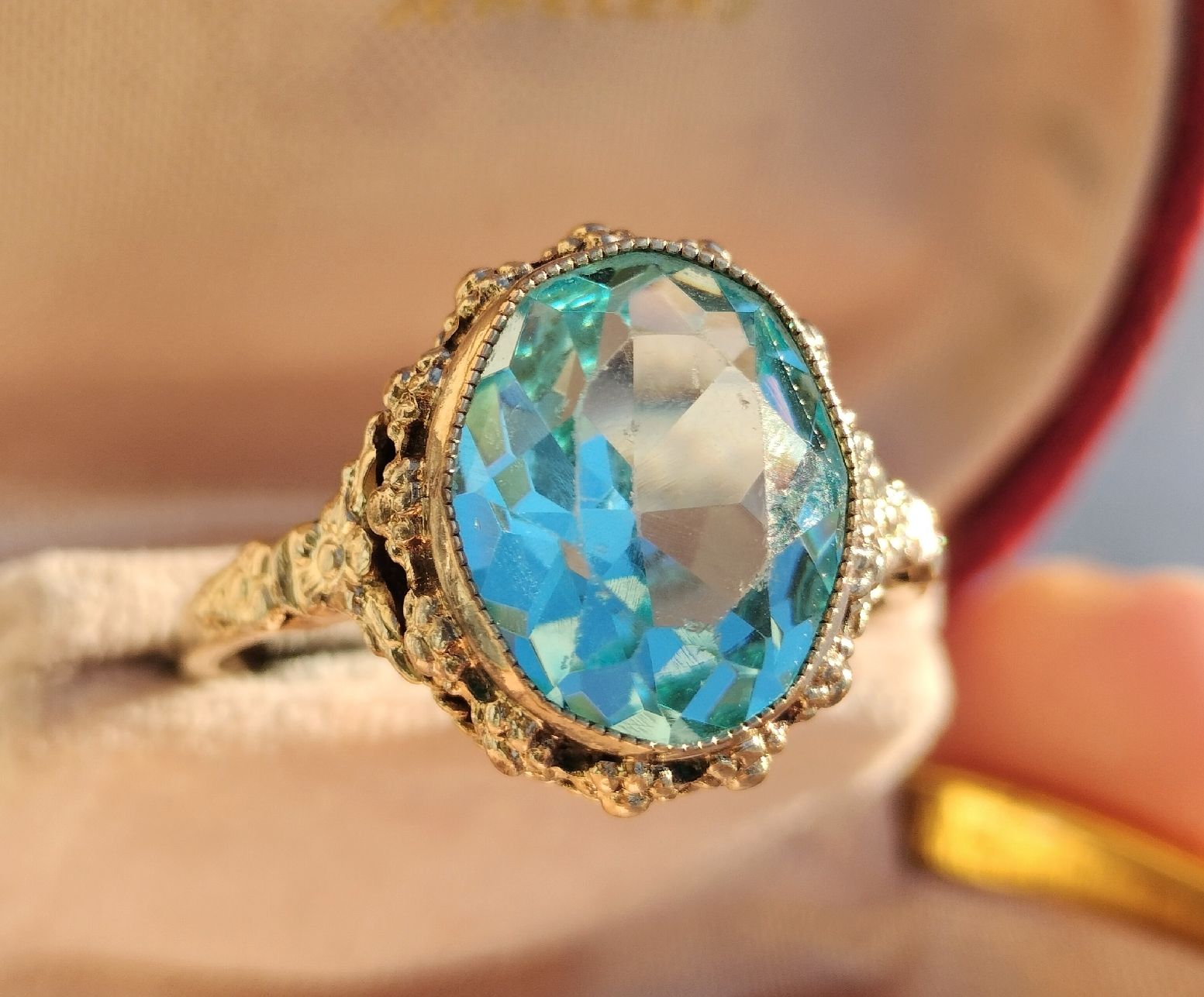 Anelli: Jugendstil Antiker vergoldeter Ring mit hellblauen Paste✨ – Usato da schwyz venduto da larry91sz