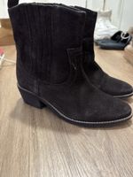 Stiefeletten aus Wildleder, Dunkelbraun, Gr. 35