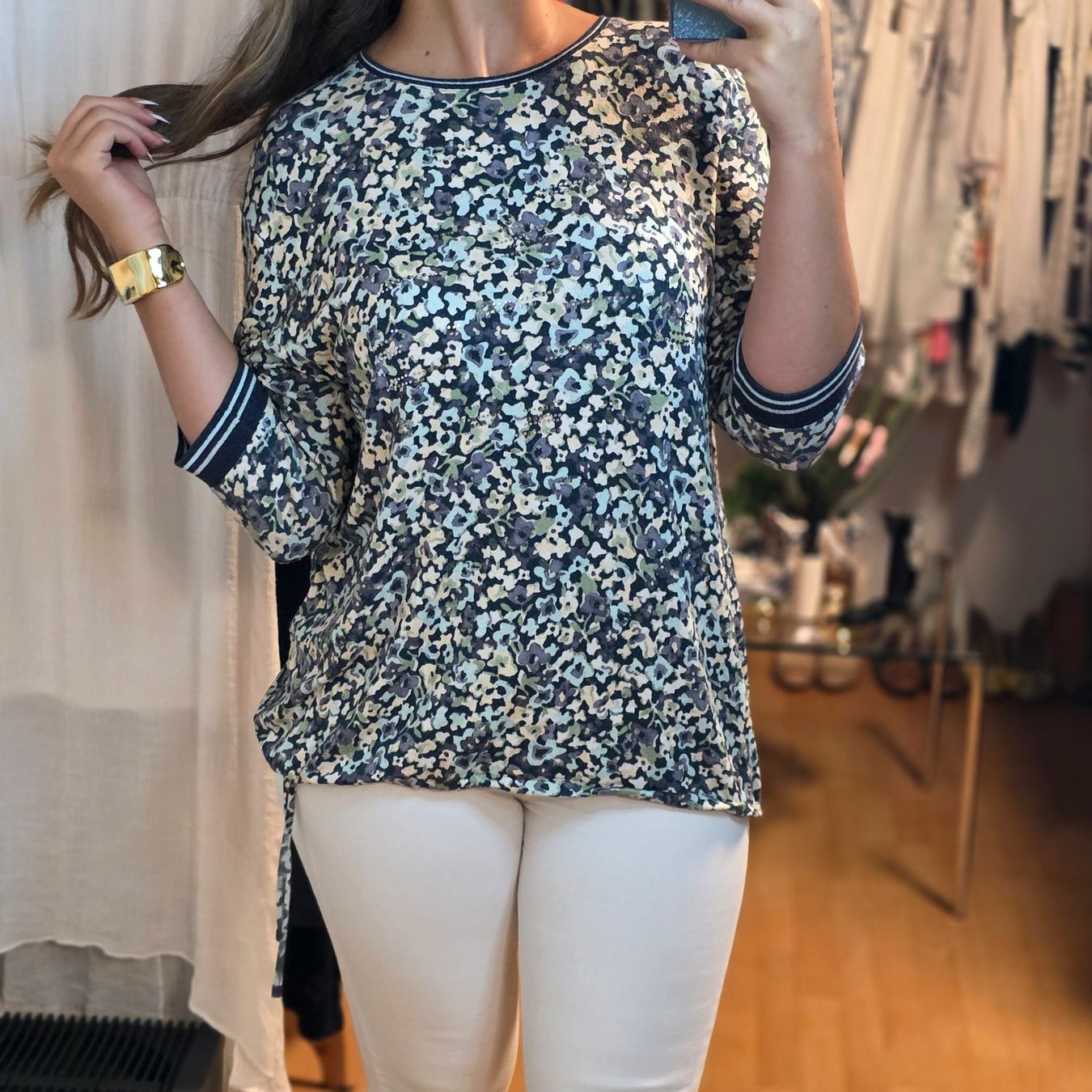 Rabe Camicette: RABE Bluse Viskose Stretch Strass Floral Gr. 46 – Usato da Wald ZH venduto da CapLux 1