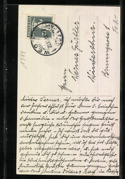 Cartoline postali: AK Weggis, Protestantische Kirche, 1919 – Usato da Berlin venduto da bartko-reher 1