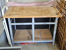 Werkbank WolfcraftHolzplatte Metallgestell gebraucht