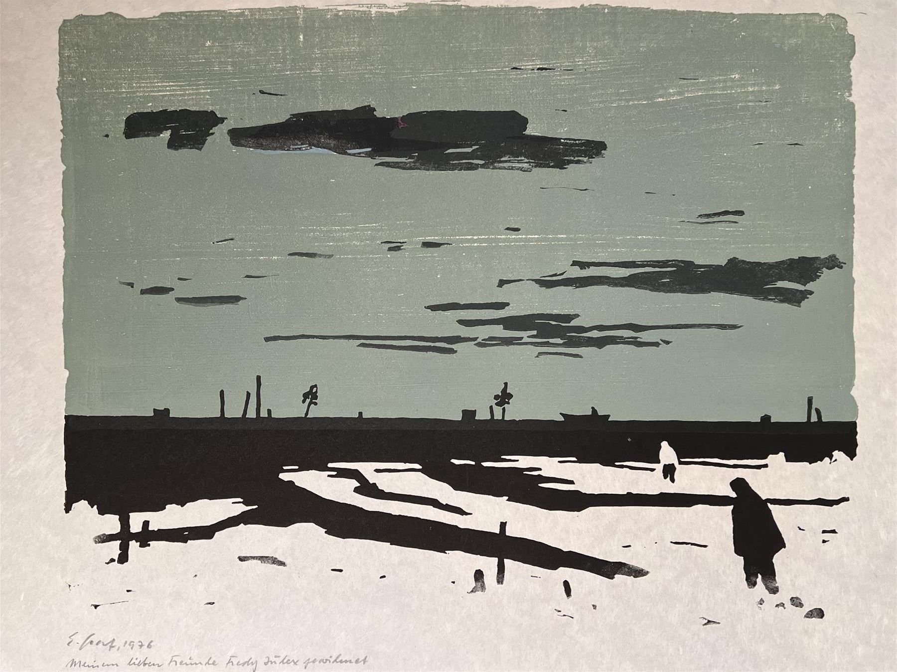 Xilografie: Graf Ernst. Winter am Untersee II – Usato da Adliswil venduto da buch_und_kunst 1