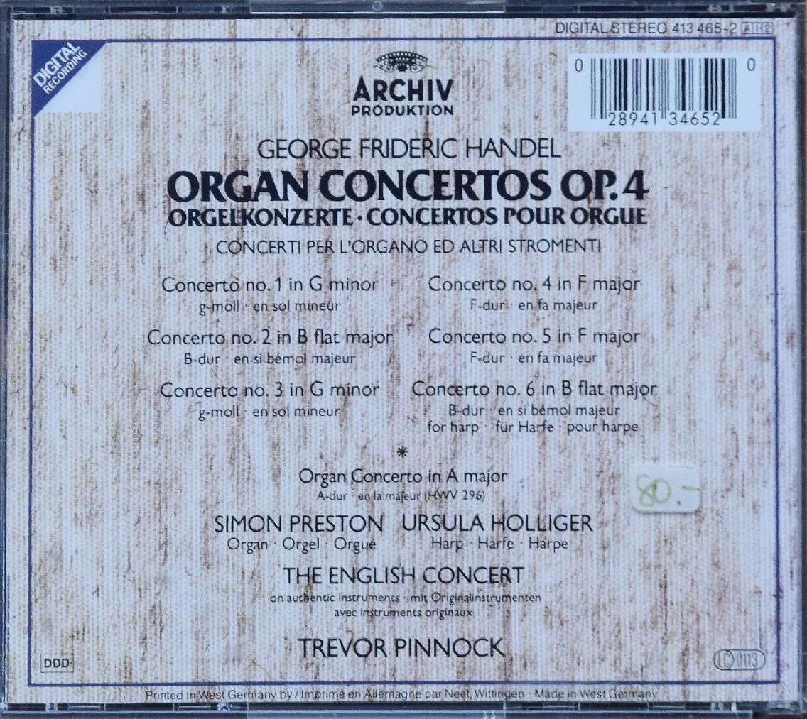 CD: Händel Orgelkonzerte Op.4 - Simon Preston 2 CD – Usato da Niederhelfenschwil venduto da Rol9527 1