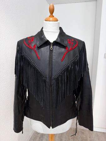 Lederjacke Biker / Western Fransenjacke - Grösse L
