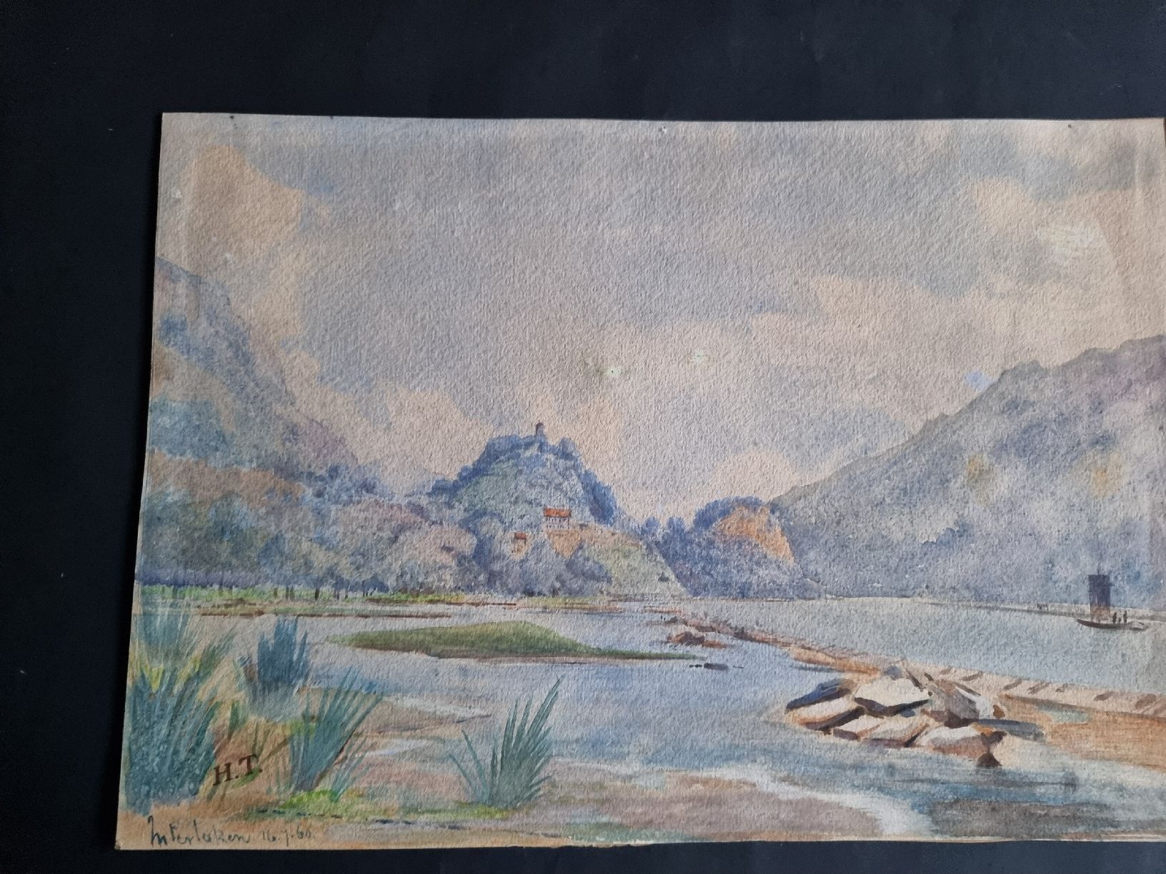 Dipinti: AQUARELL MONOGRAMMIERT INTERLAKEN GRÖSSE 36X25CM – Usato da Gersau venduto da grafik-kunst 4
