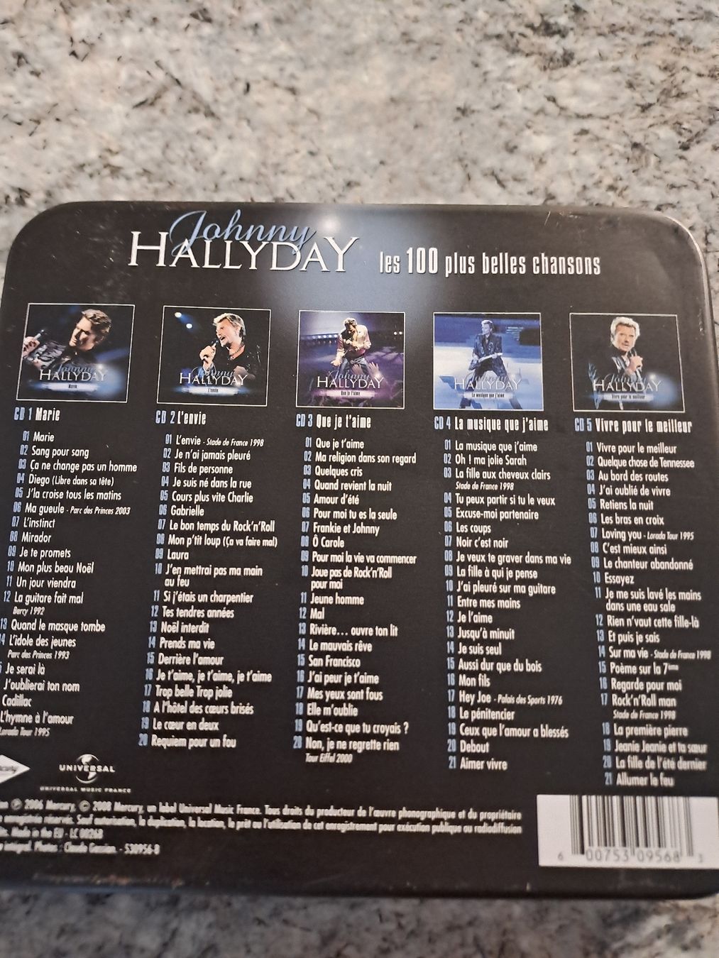 CD: 5 CD Blech-Box JOHNNY HALLYDAY "Les 100 plus belles chanson – Usato da Uetendorf venduto da Essiggurken 3