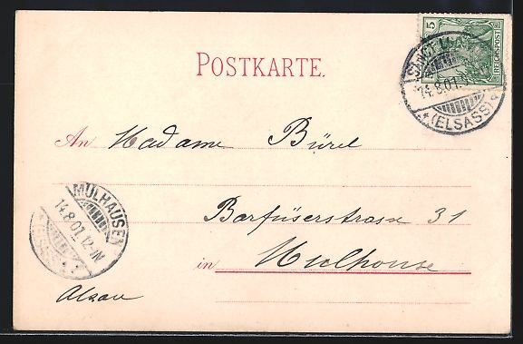 Cartoline postali: Litho Basel, Strassenpartie mit Passante – Usato da Berlin venduto da bartko-reher 1