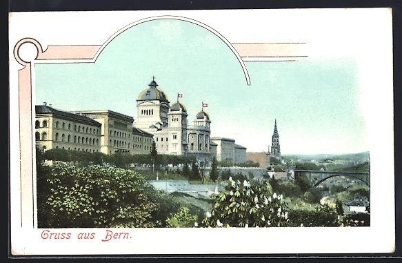 Cartes postales: Bern, Teilansicht mit blühenden Bäumen – D'occasion à Berlin par bartko-reher