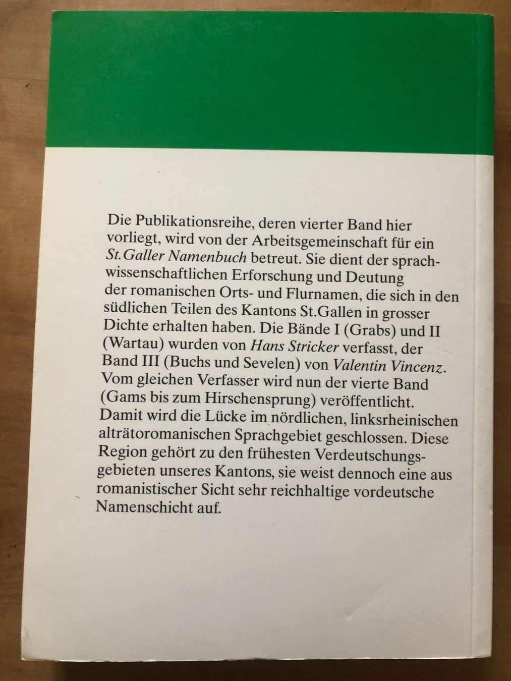 Libri: Valentin Vincenz: St. Galler Namenbuch 4 – Usato da Zürich venduto da allp 3