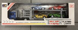 Spielzeug Auto Transporter LKW mit 4 Autos, Neu & OVP!