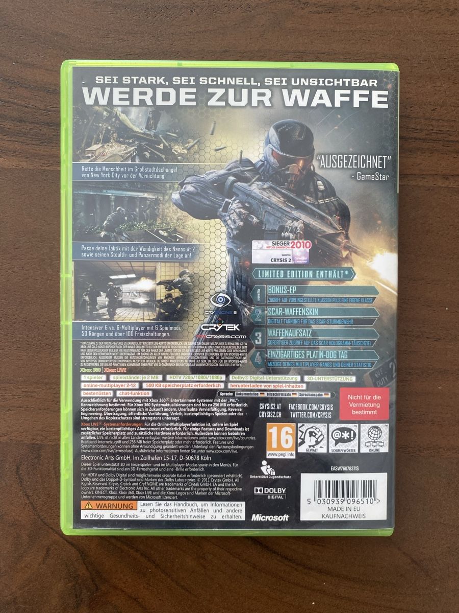 Microsoft Giochi: Crysis 2 für Xbox 360 – Usato da Thunstetten venduto da Virus_33 2