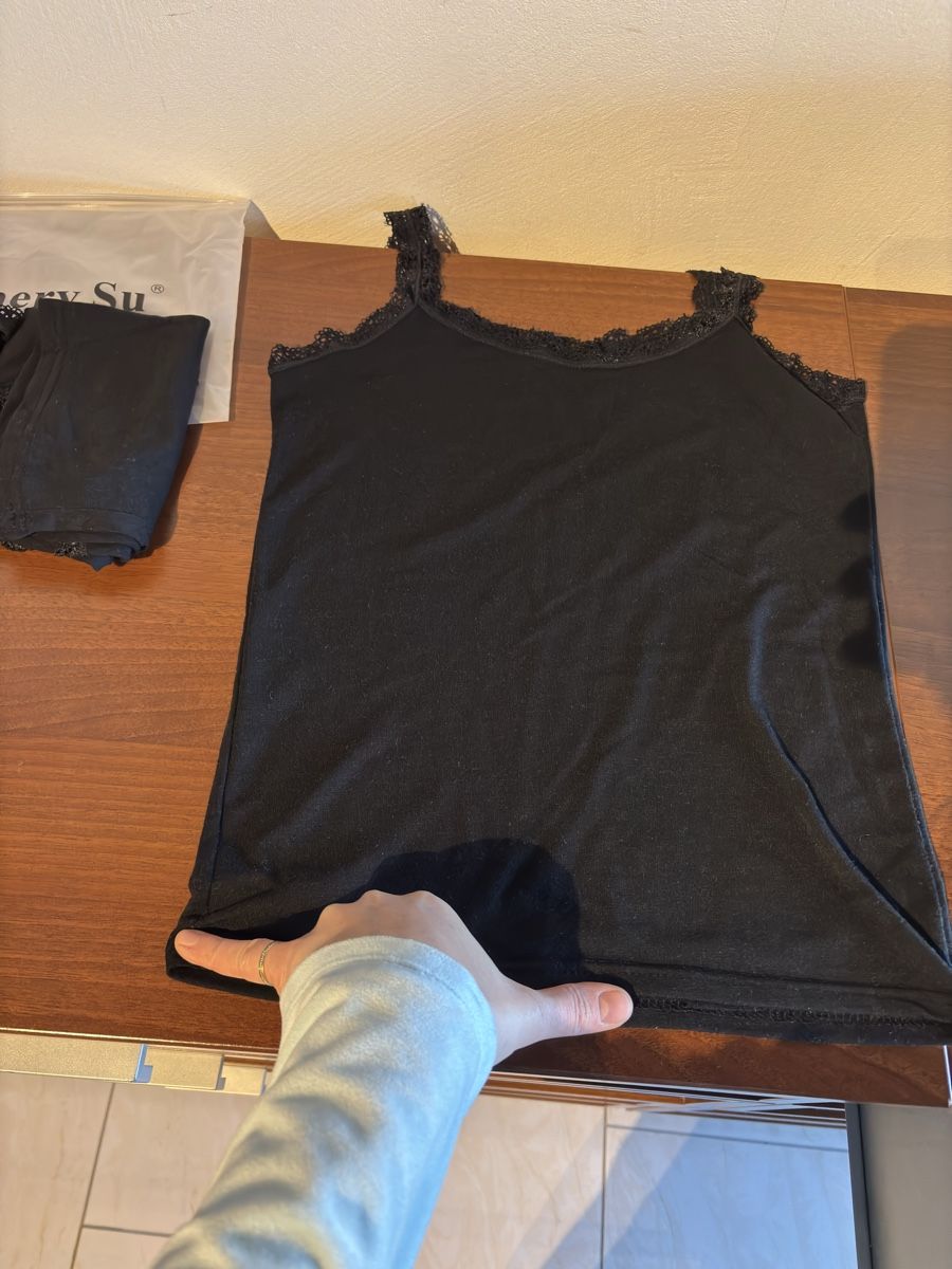Altra biancheria intima: 4x Cotton undershirts black with lace – Nuovo (secondo la descrizione) da Bironico venduto da Koalaboss 5