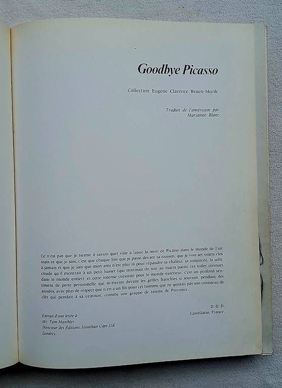 Libri: Goodbye Picasso David Douglas Duncan – Usato da Samstagern venduto da Karibik64 1